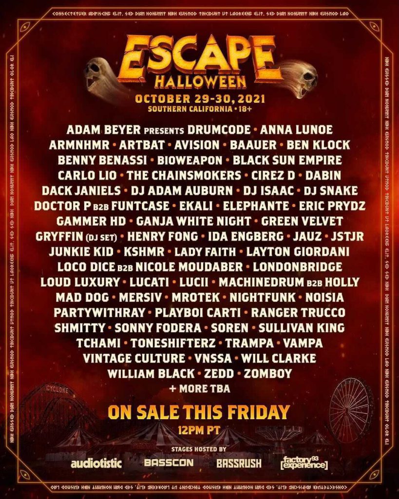 Escape Halloween 2021 Lineup