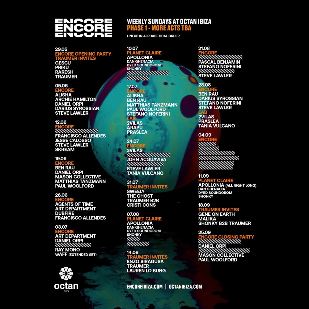 Octan Ibiza Encore Lineup