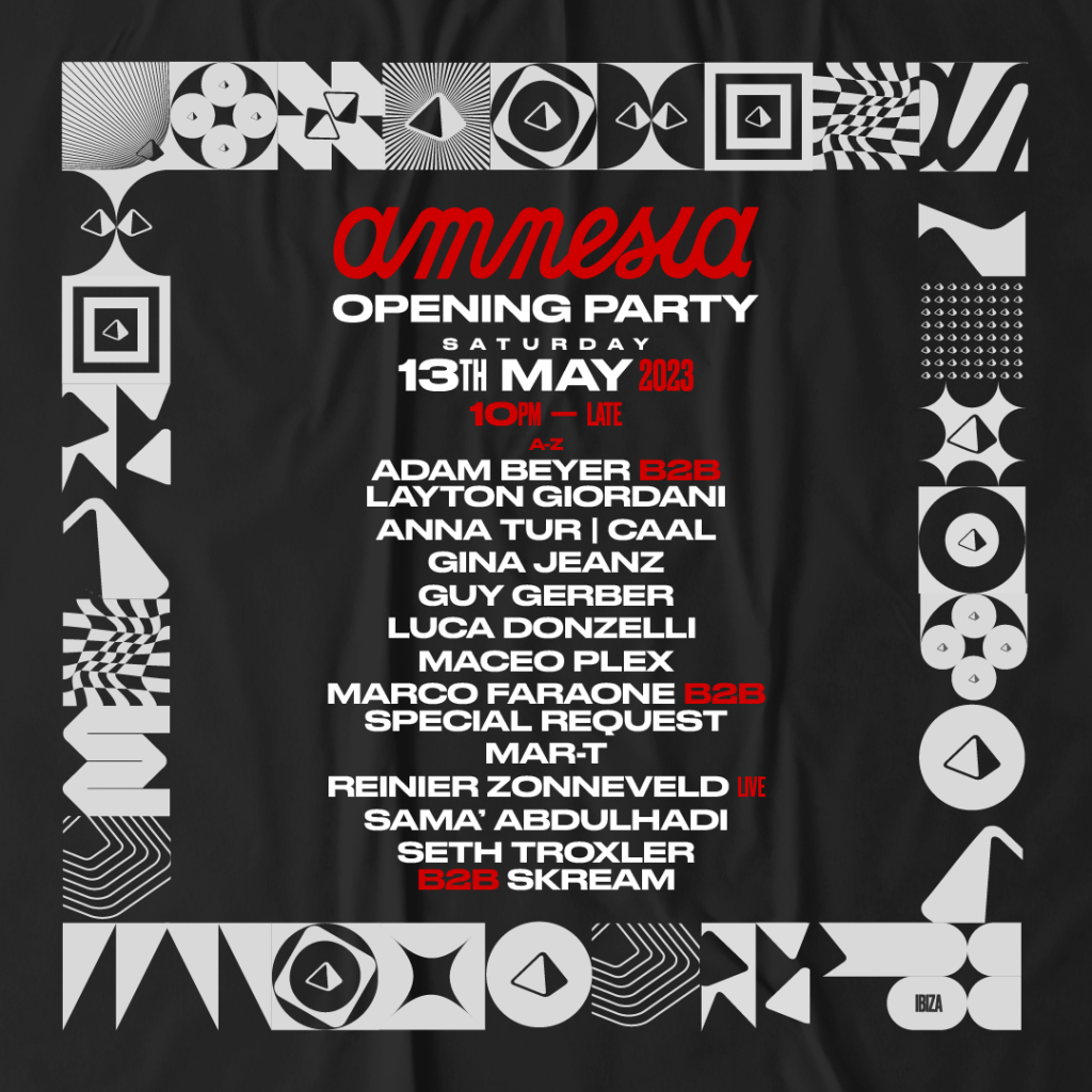 Amnesia Ibiza Opening Party Lineup